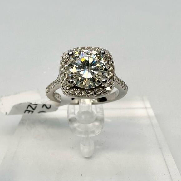Moissanite Round Cut Cushion Cut Halo Ring Brilliant 1 Ct GRA Certified Size 5 - Picture 5 of 12
